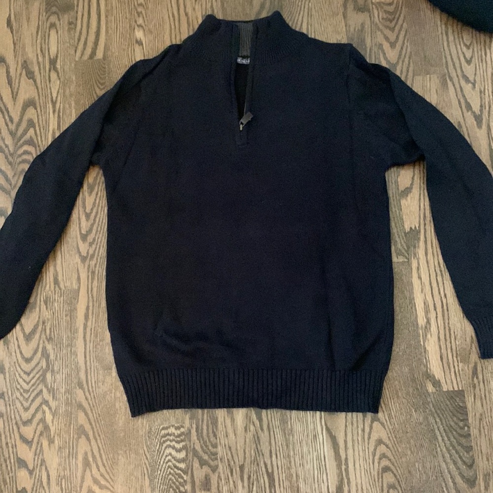 Oscar De La Renta small black half zip sweater
